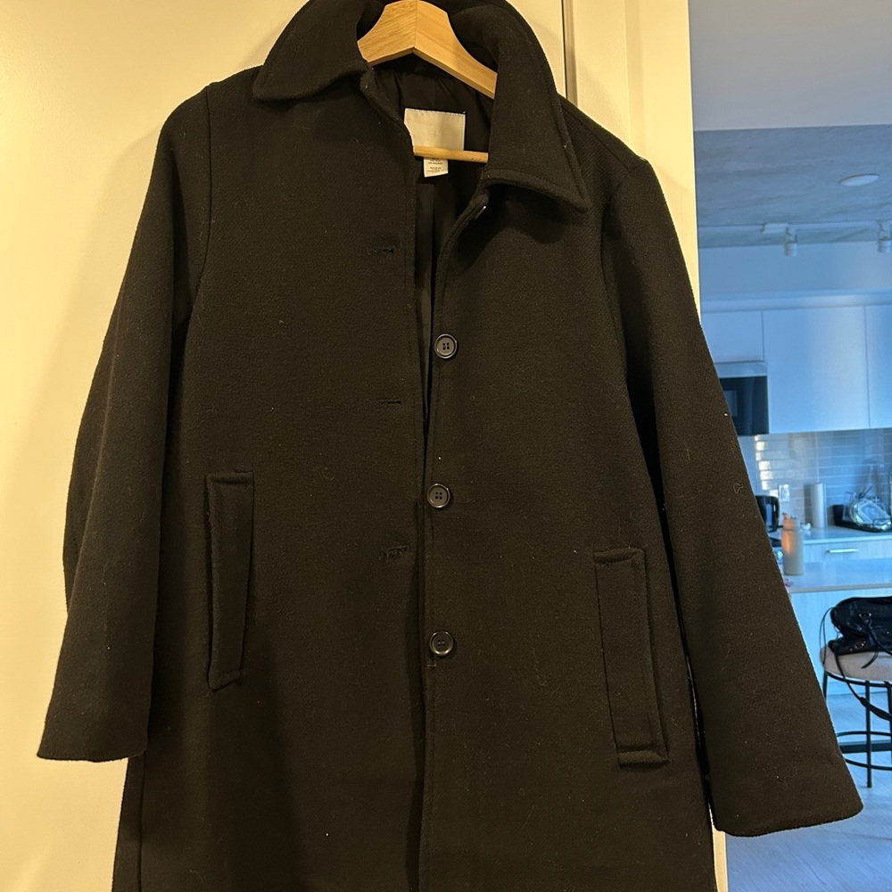 H&M Women’s Black Pea Coat - Button Front